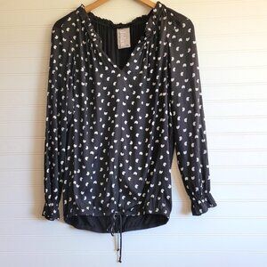 Anthropologie Dolan Left Coast Top Womens XS Black Print Tie Front